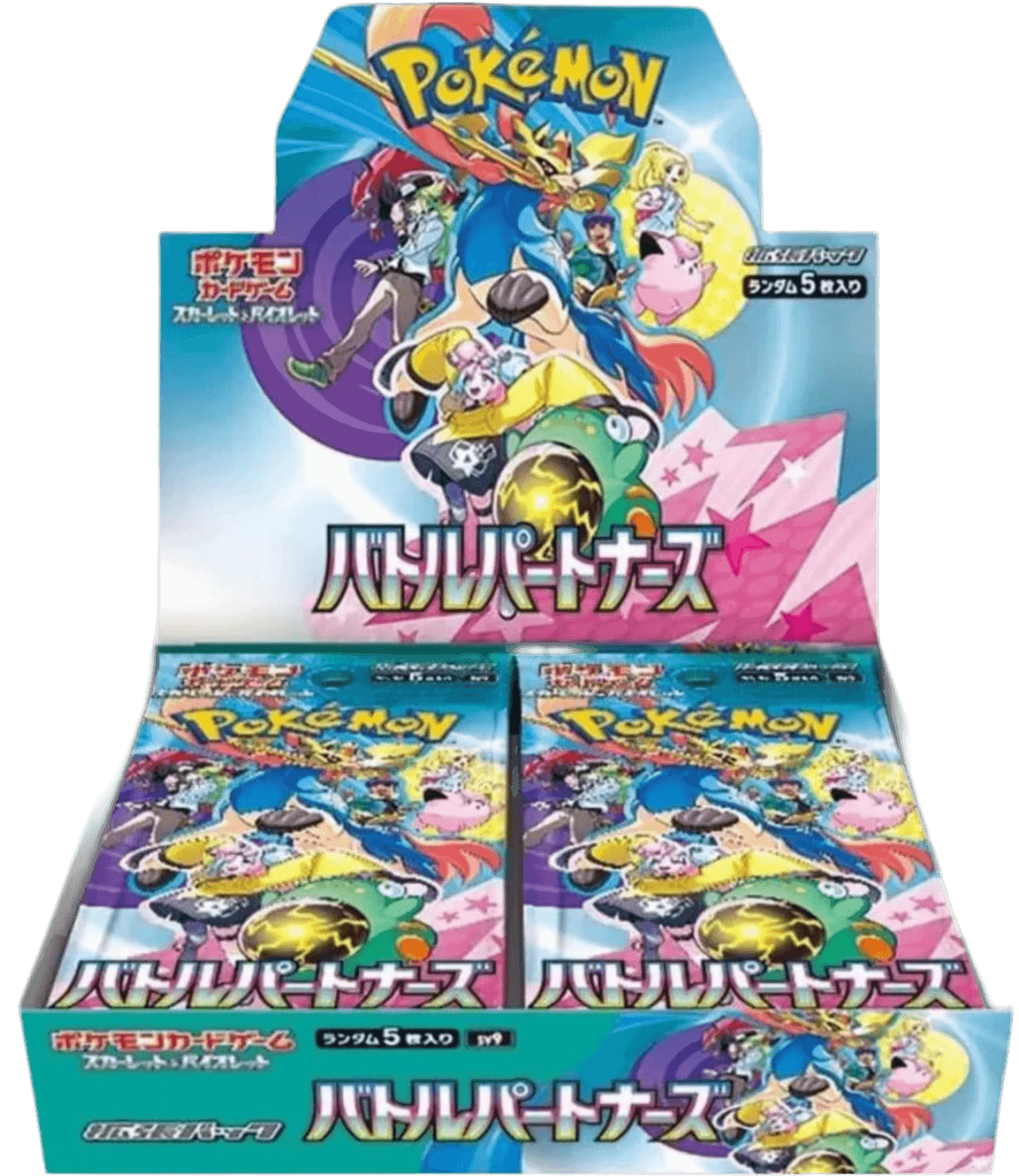 Battle Partners Japanese Pokémon Booster Pack display box featuring Scarlet & Violet edition with 30 packs.