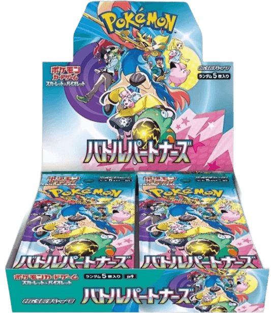 Battle Partners Japanese Pokémon Booster Pack display box featuring Scarlet & Violet edition with 30 packs.